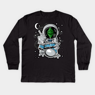 Astronaut Drummer Ethereum Classic ETH Coin To The Moon Crypto Token Cryptocurrency Blockchain Wallet Birthday Gift For Men Women Kids Kids Long Sleeve T-Shirt